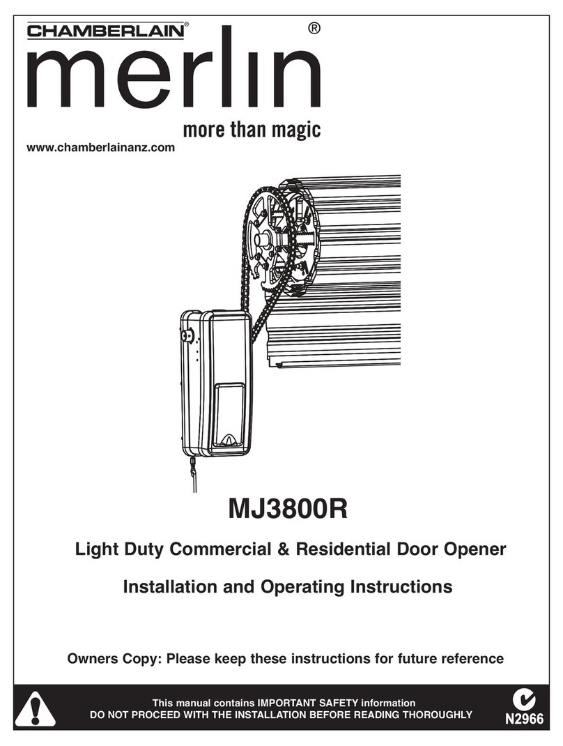 Chamberlain Merlin MJ3800R Installation and operating instructions