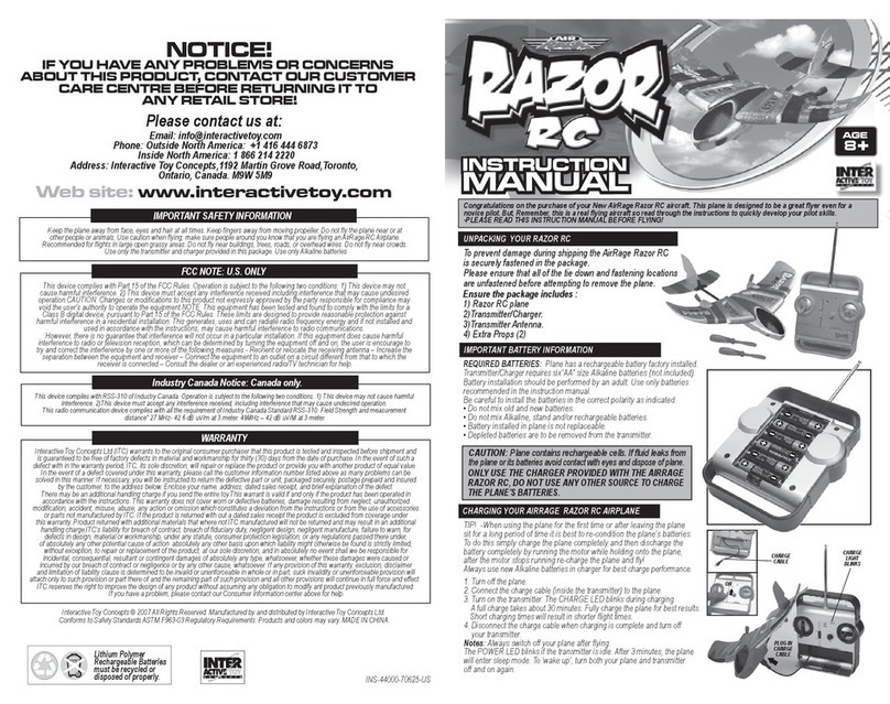 INTERACTIVE TOY CONCEPTS Razor RC instruction manual