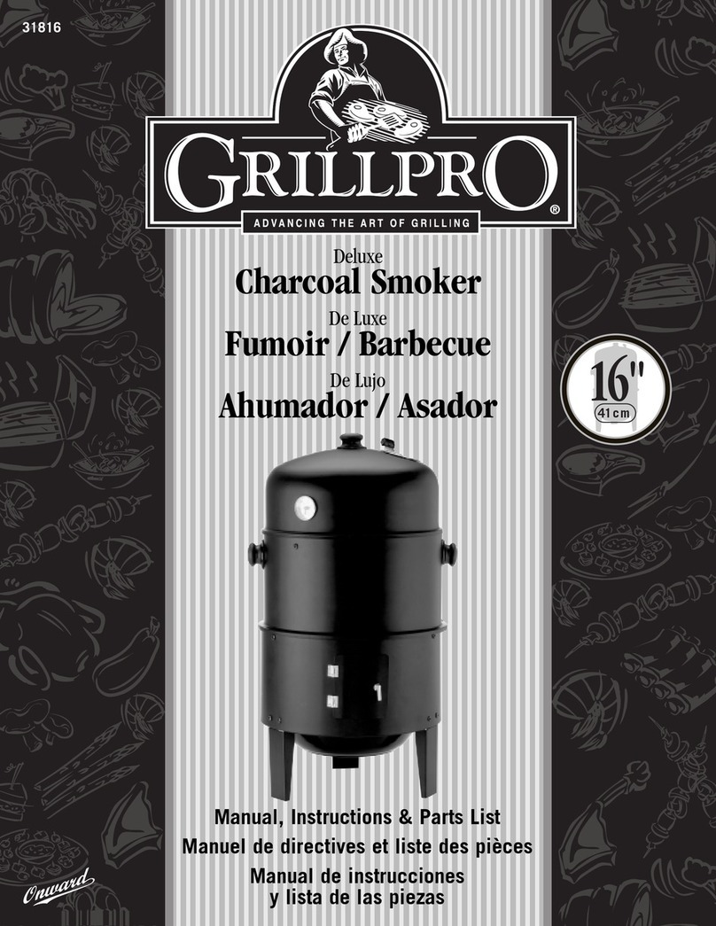 GrillPro DeluxeCharcoal Smoker Manual instructions