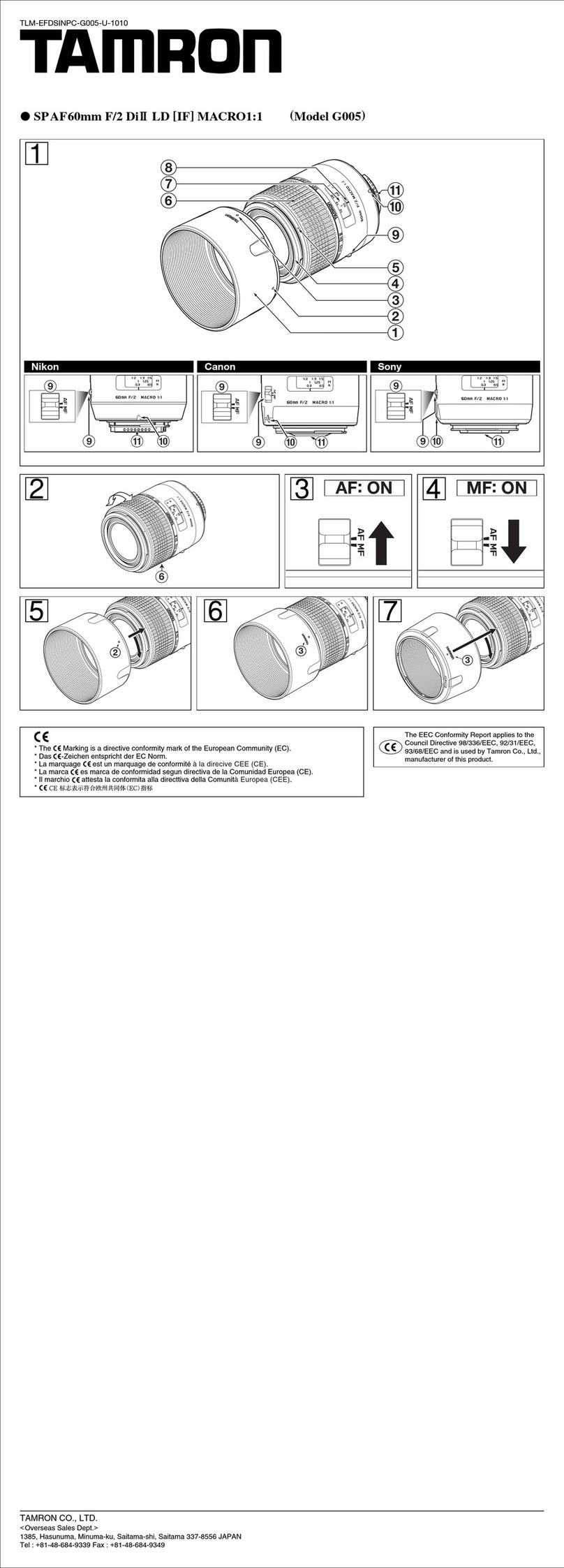 Tamron G005 User manual