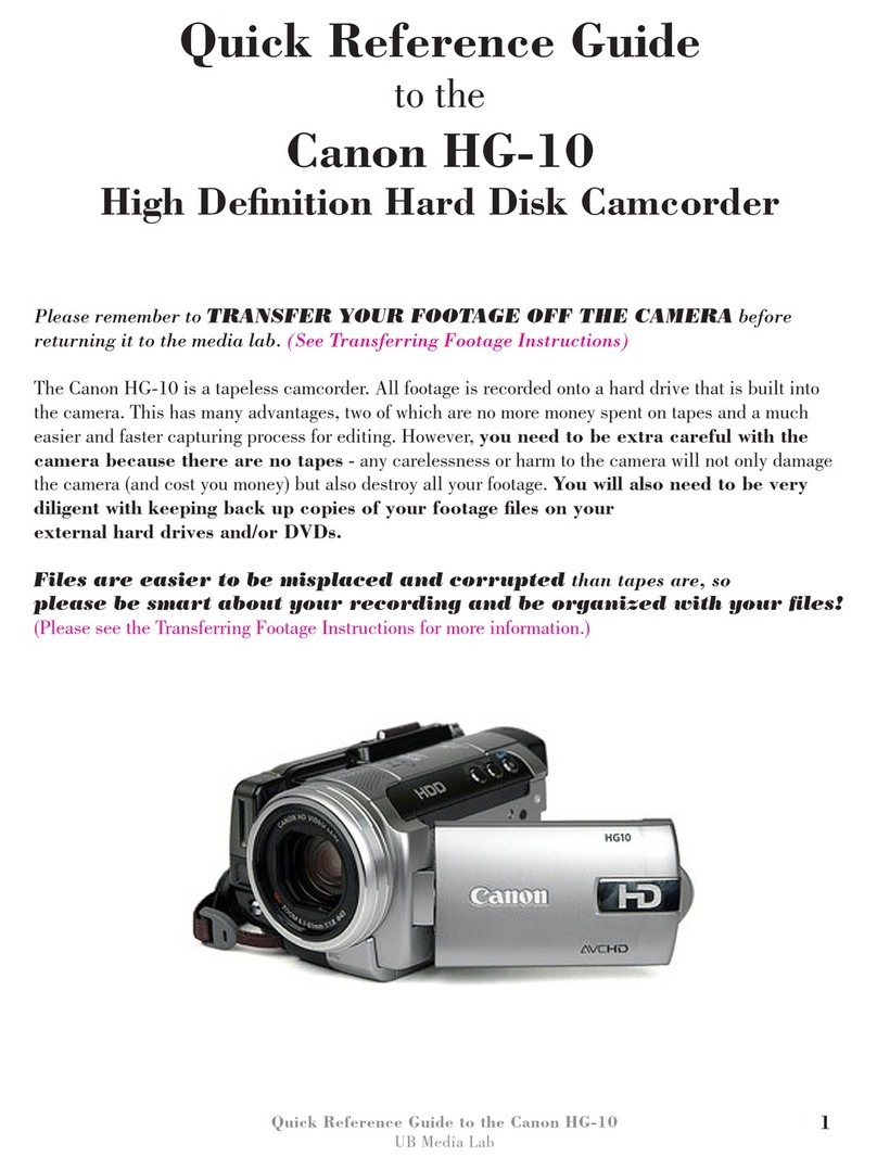 Canon HG-10 Quick reference guide