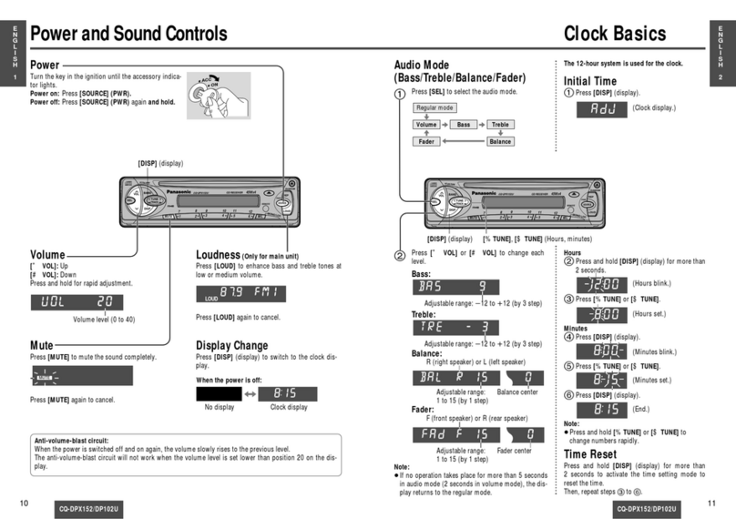 Panasonic CQDPX152U - AUTO RADIO/CD DECK Quick installation guide