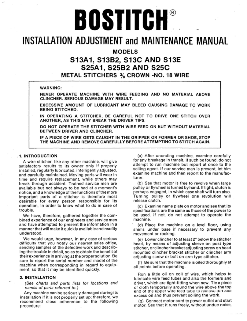 Bostitch S13A1 Installation and maintenance manual Bostitch S13A1 Installation and maintenance manual