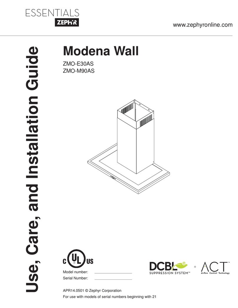 Zephyr Modena Wall ZMO-E30AS Use, care and installation guide