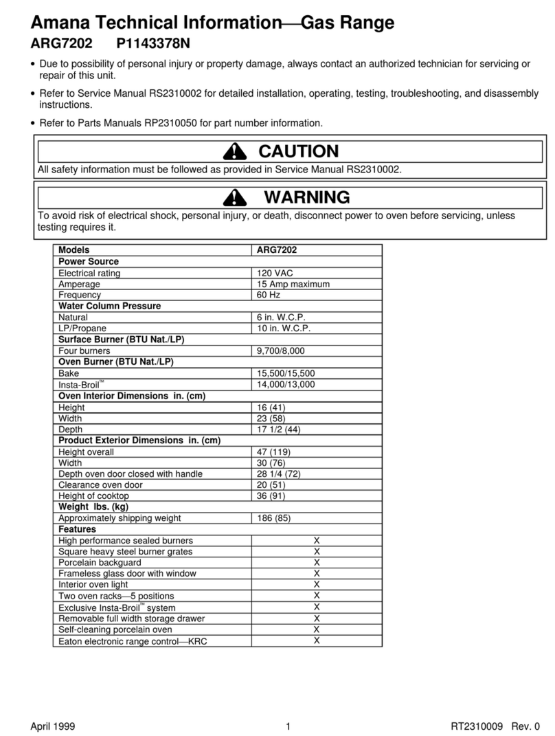 Amana ARG7202 technical information