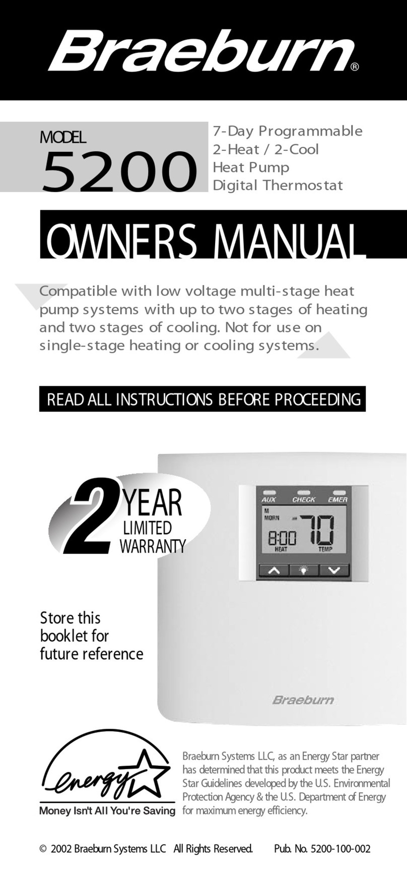 Braeburn 5200 owner's manual