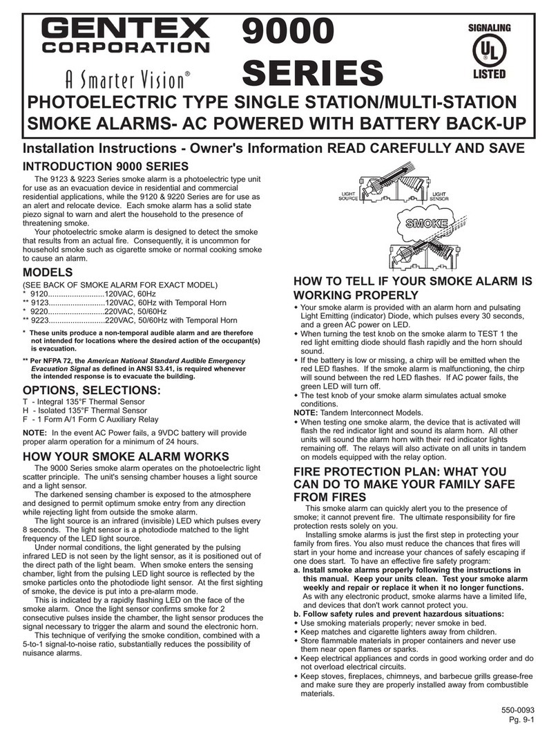 Gentex 9000 SERIES installation instructions