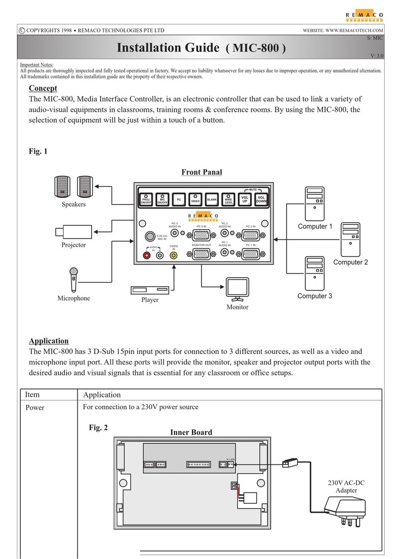 Remaco MIC-800 installation guide Remaco MIC-800 installation guide
