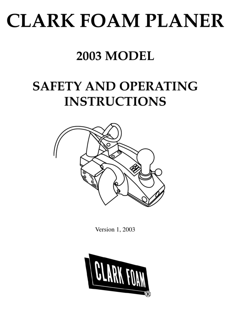 Clark 2003 Model  Foam Planer User manual