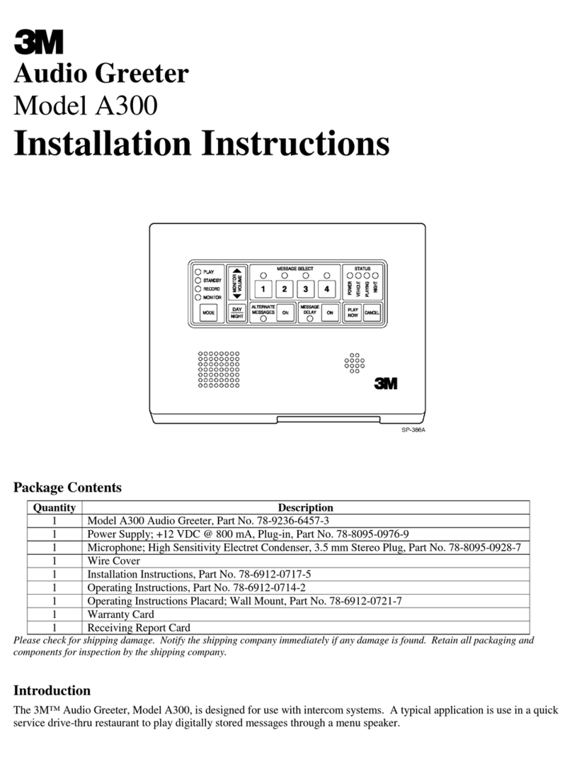 3M Audio Greeter A300 installation instructions 3M Audio Greeter A300 installation instructions