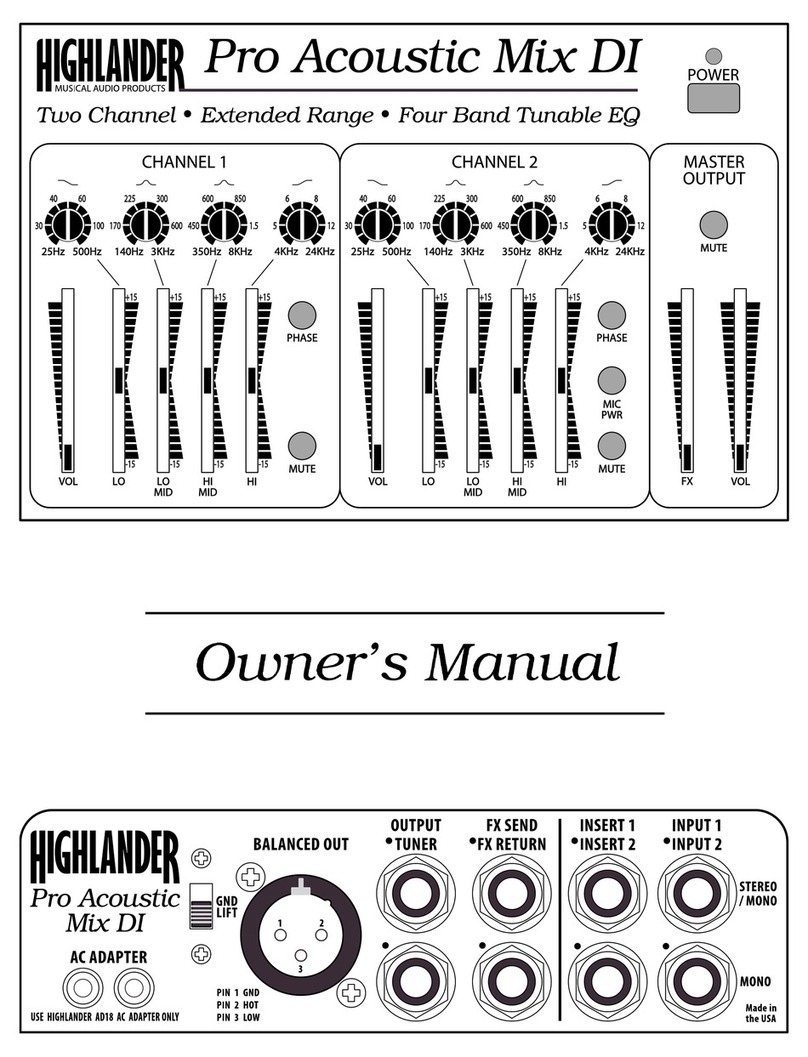 Highlander Pro Acoustic Mix DI owner's manual