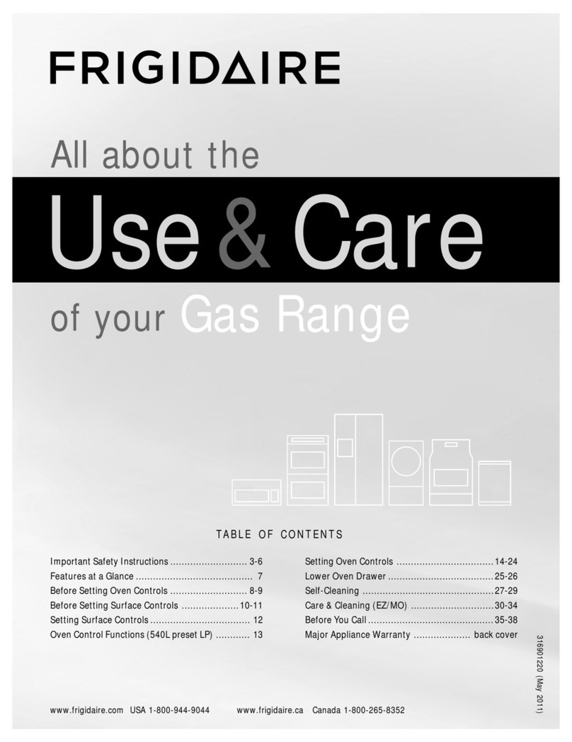 Frigidaire Gas Range Owner's manual