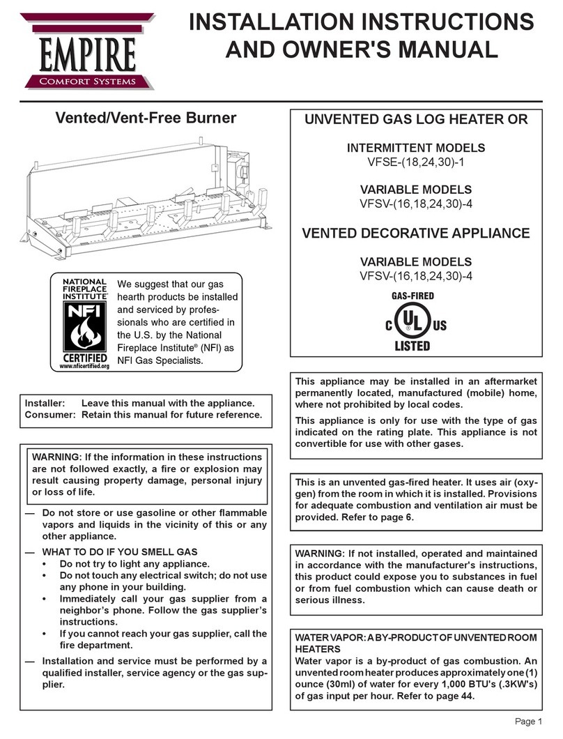 Empire Comfort Systems VFSE-18-1 Installation instructions and owner's manual