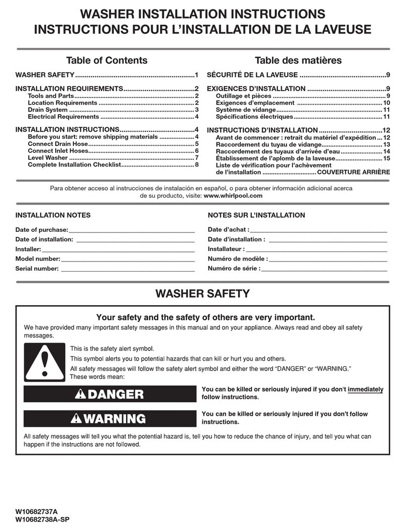 Whirlpool WASHER User manual