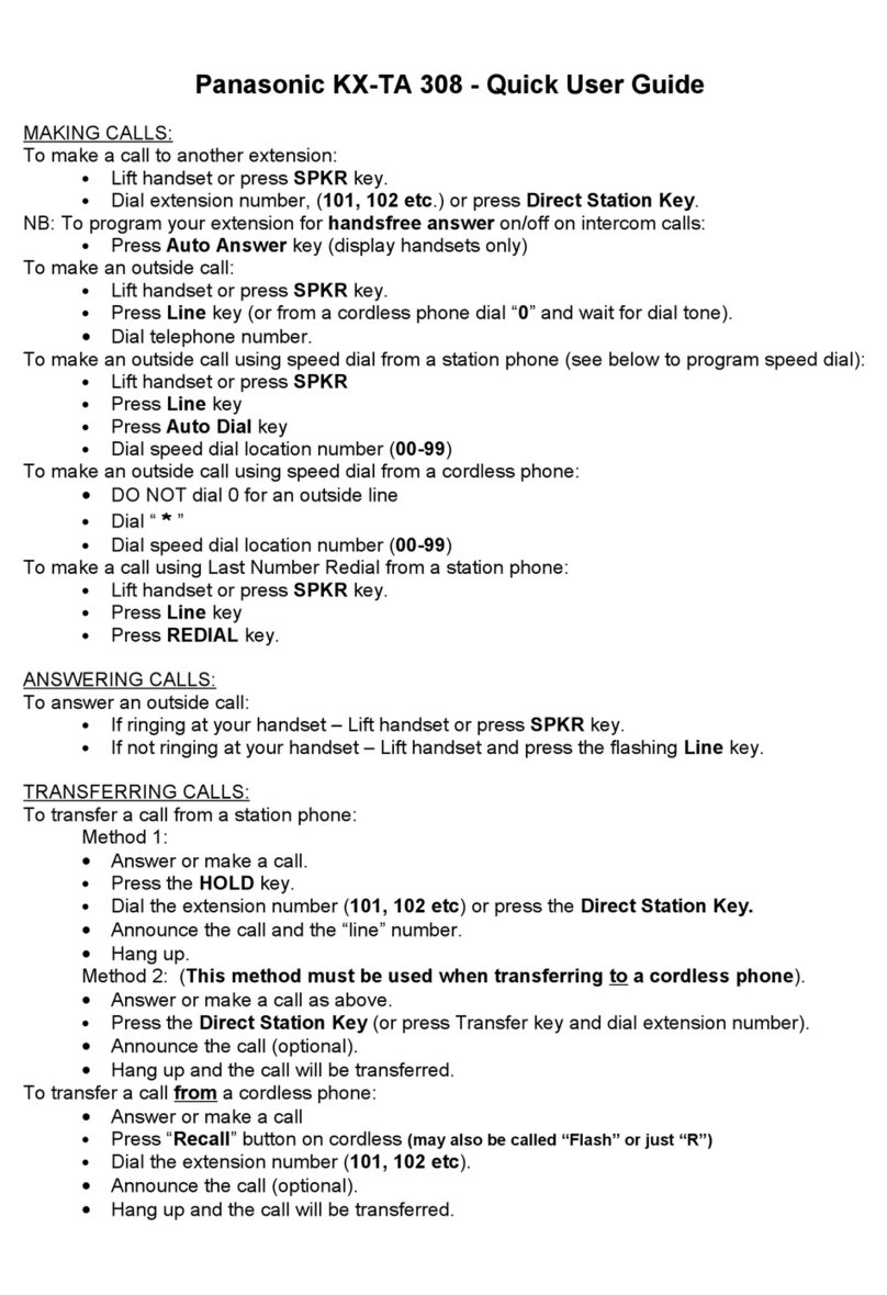 Panasonic 308 Quick user guide