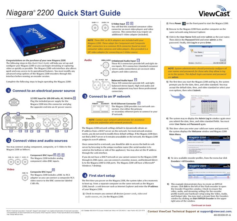 ViewCast Niagara 2200 quick start guide