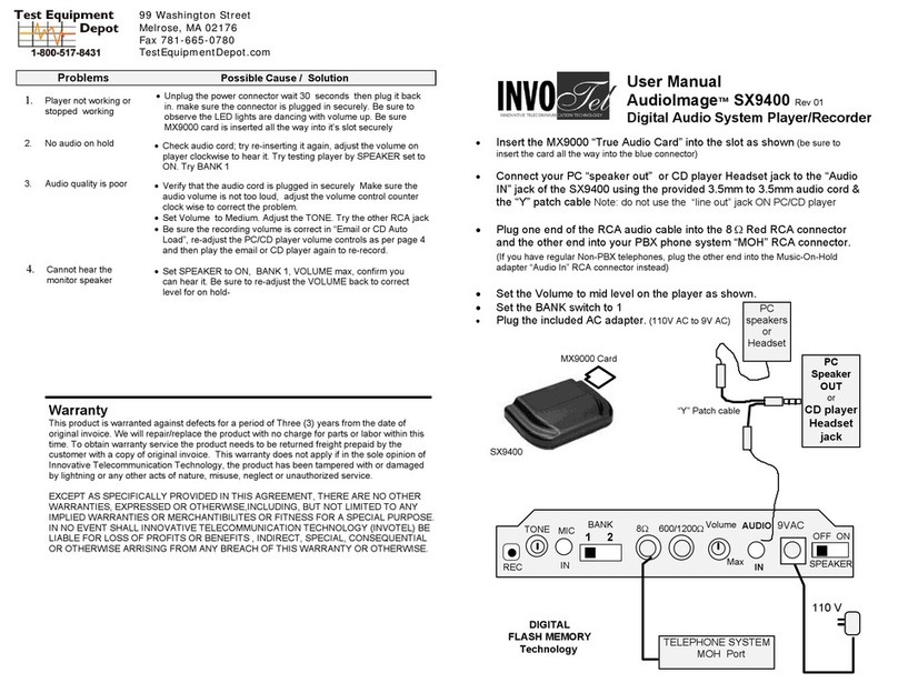 invotel AudioImage SX9400 user manual
