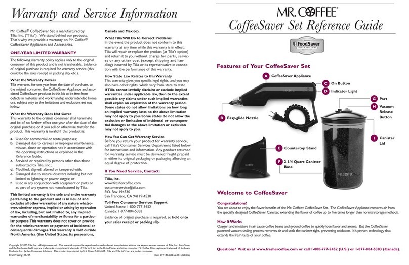Tilia MrCoffee CoffeeSaver user manual