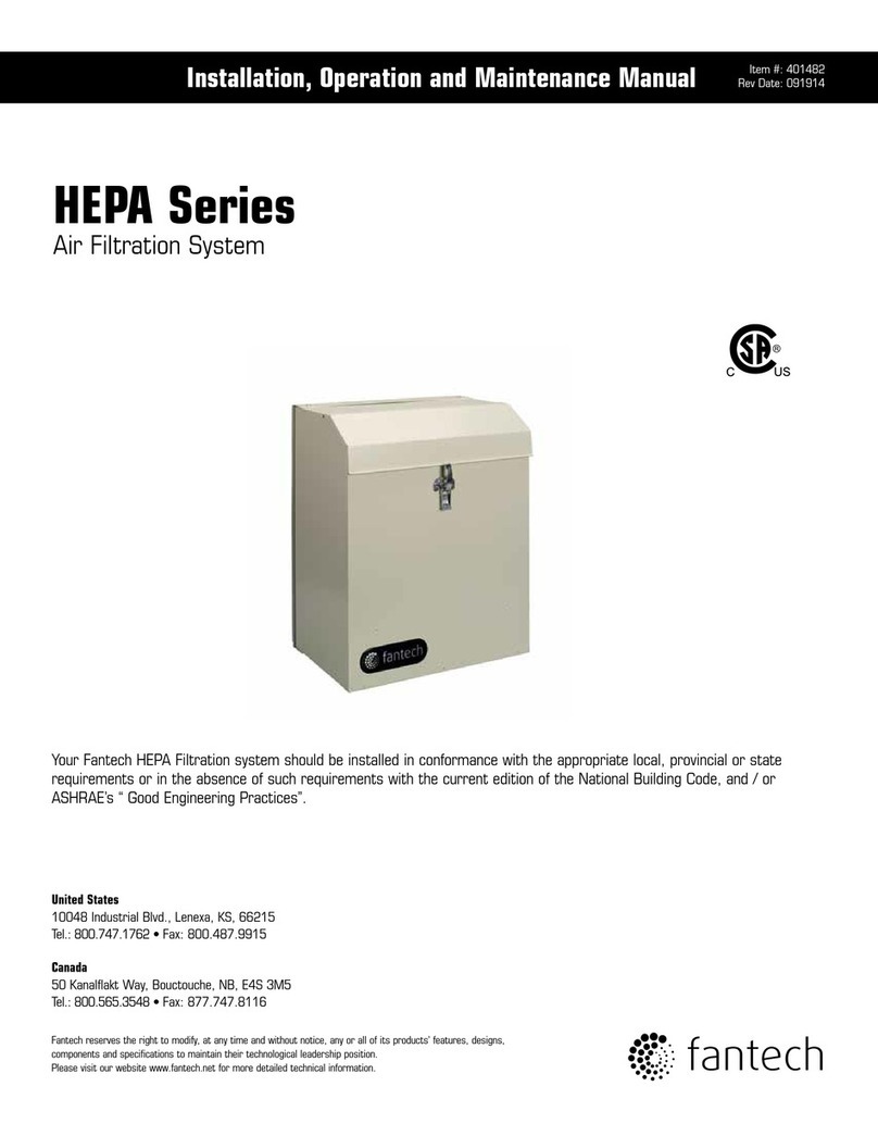 Fantech HEPA Series Installation, operation and maintenance manual Fantech HEPA Series Installation, operation and maintenance manual
