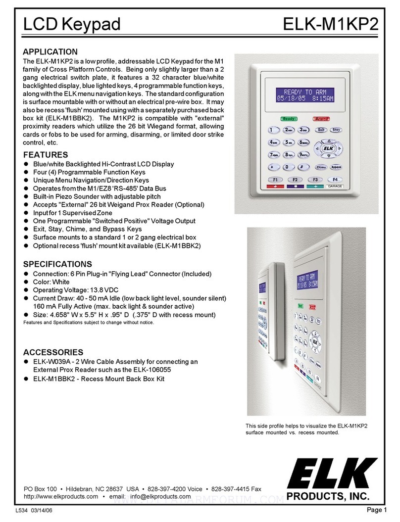 Elk Products ELK-M1KP2 Installation instuctions