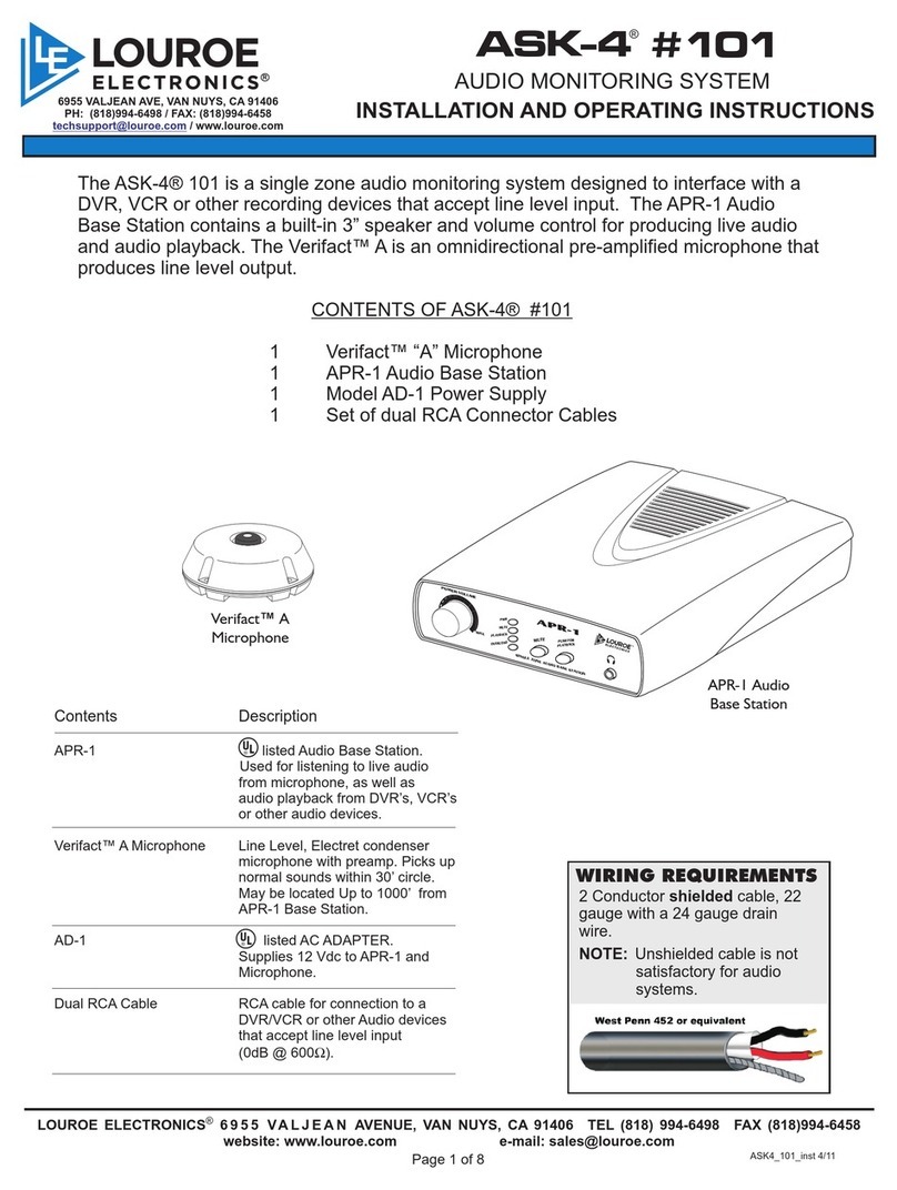 Louroe ASK-4 Installation and operating instructions
