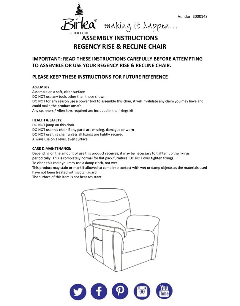 Birlea REGENCY RISE & RECLINE CHAIR User manual