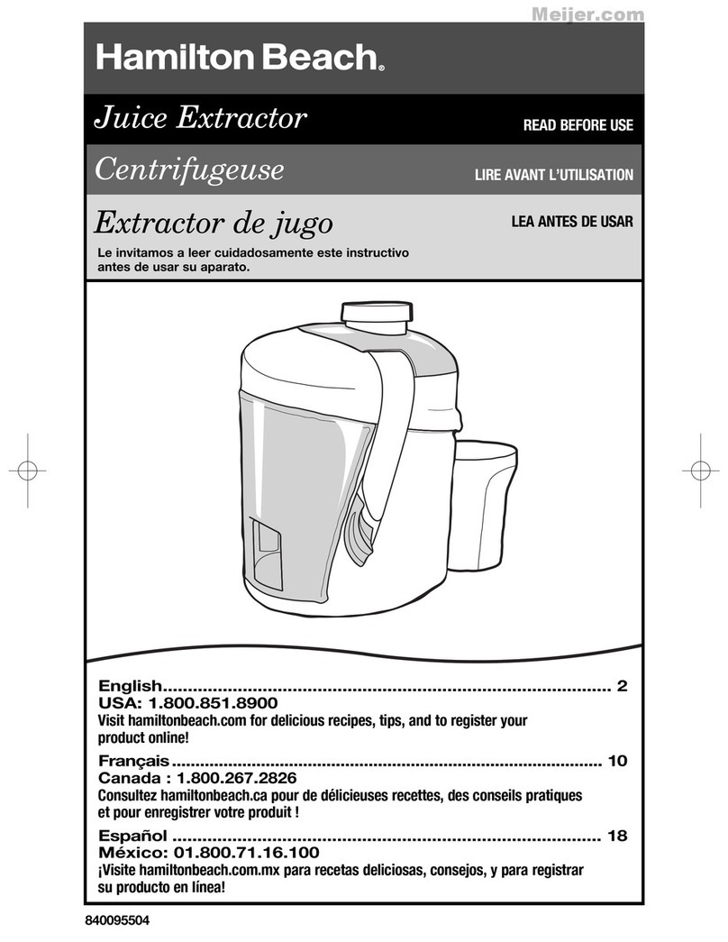 Hamilton Beach Juice Extractor instructions