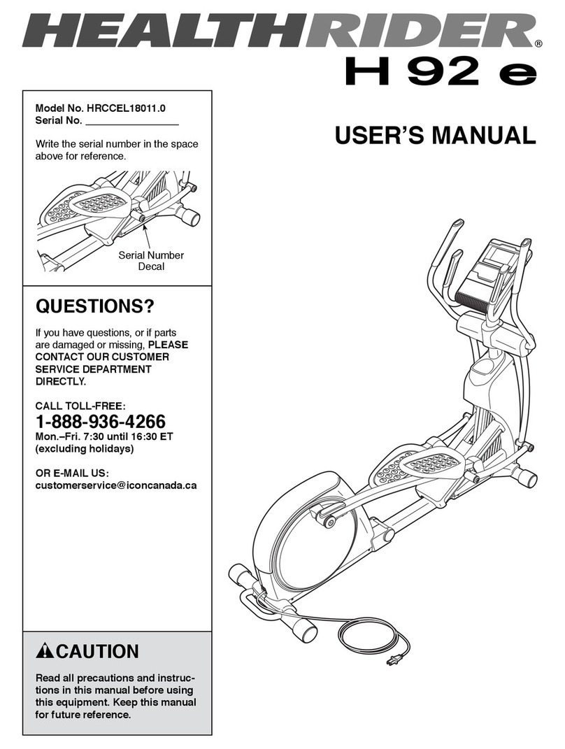 HEALTH RIDER H 92E user manual