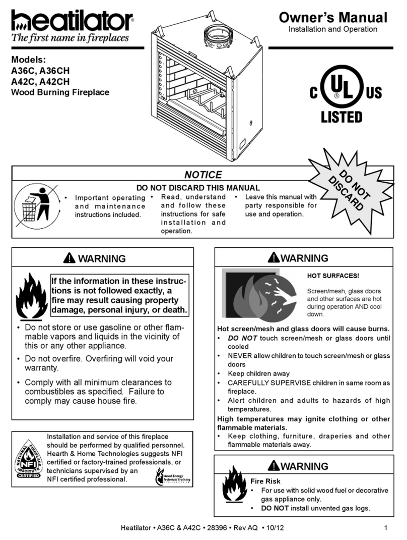 Heatilator Wood Burning Fireplace A36C User manual
