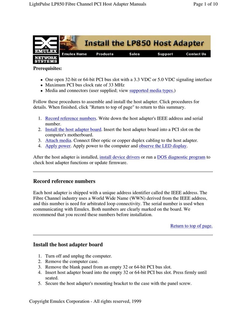 Emulex LP850 installation manual