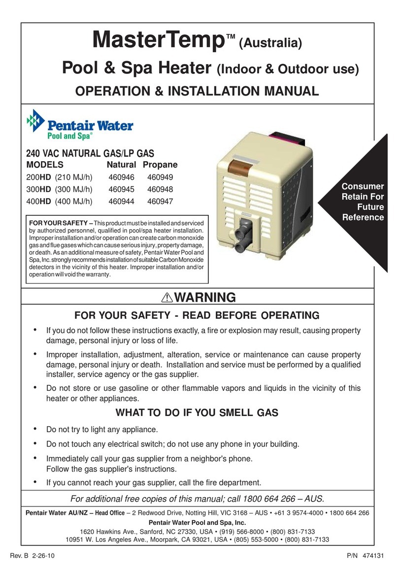 Pentair Pool Products MasterTemp 200HD Operation & installation manual Pentair Pool Products MasterTemp 200HD Operation & installation manual