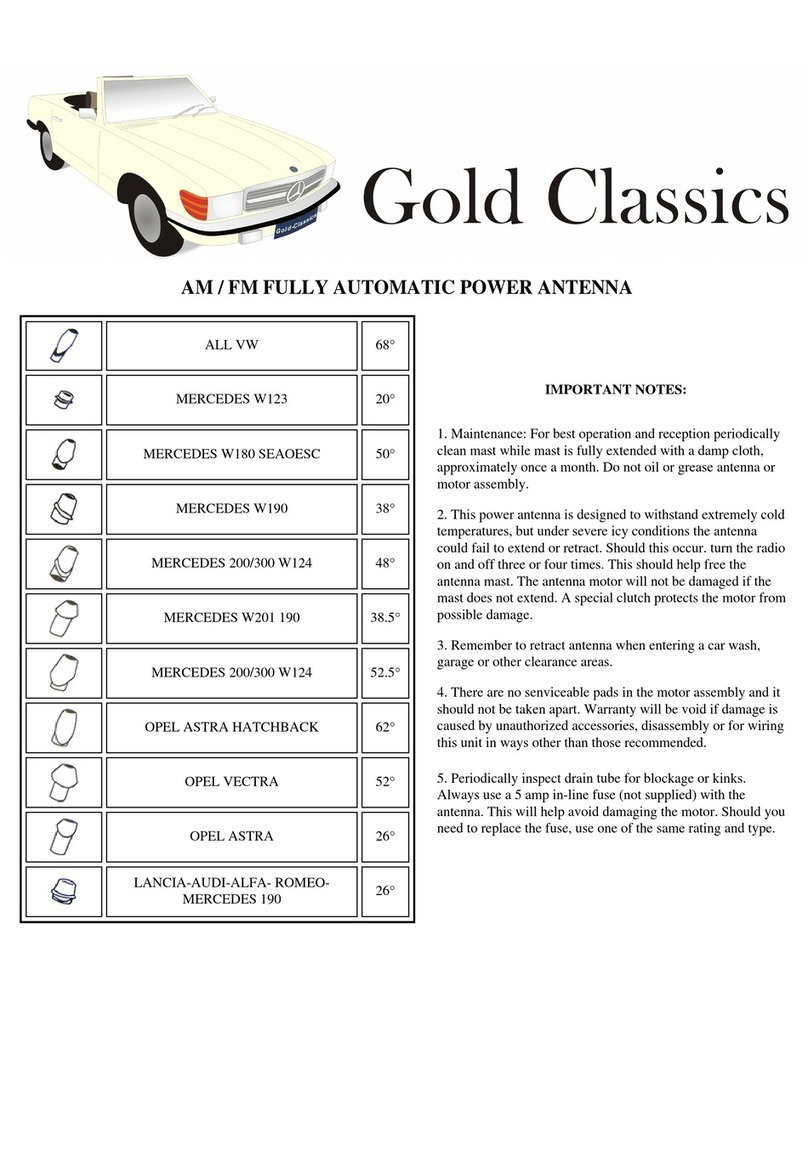 Gold Classics AM / FM FULLY AUTOMATIC POWER ANTENNA installation instructions