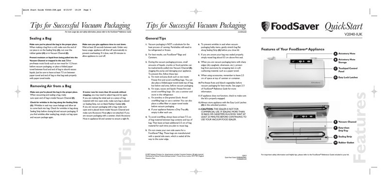 FoodSaver V2040-IUK quick start guide