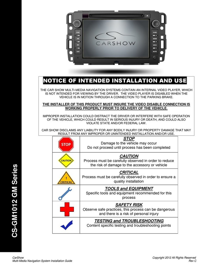 CarShow CS-GM1012 GM Series Installation and use guide CarShow CS-GM1012 GM Series Installation and use guide