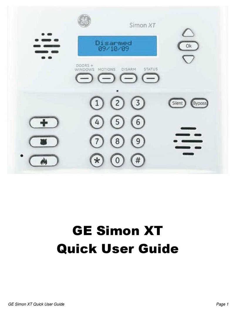 GE SIMON XT Quick user guide