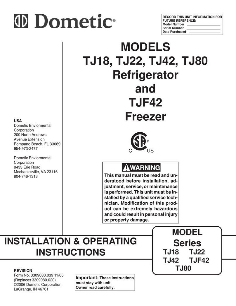 Dometic Tundra TJ18 Installation & operating instructions Dometic Tundra TJ18 Installation & operating instructions