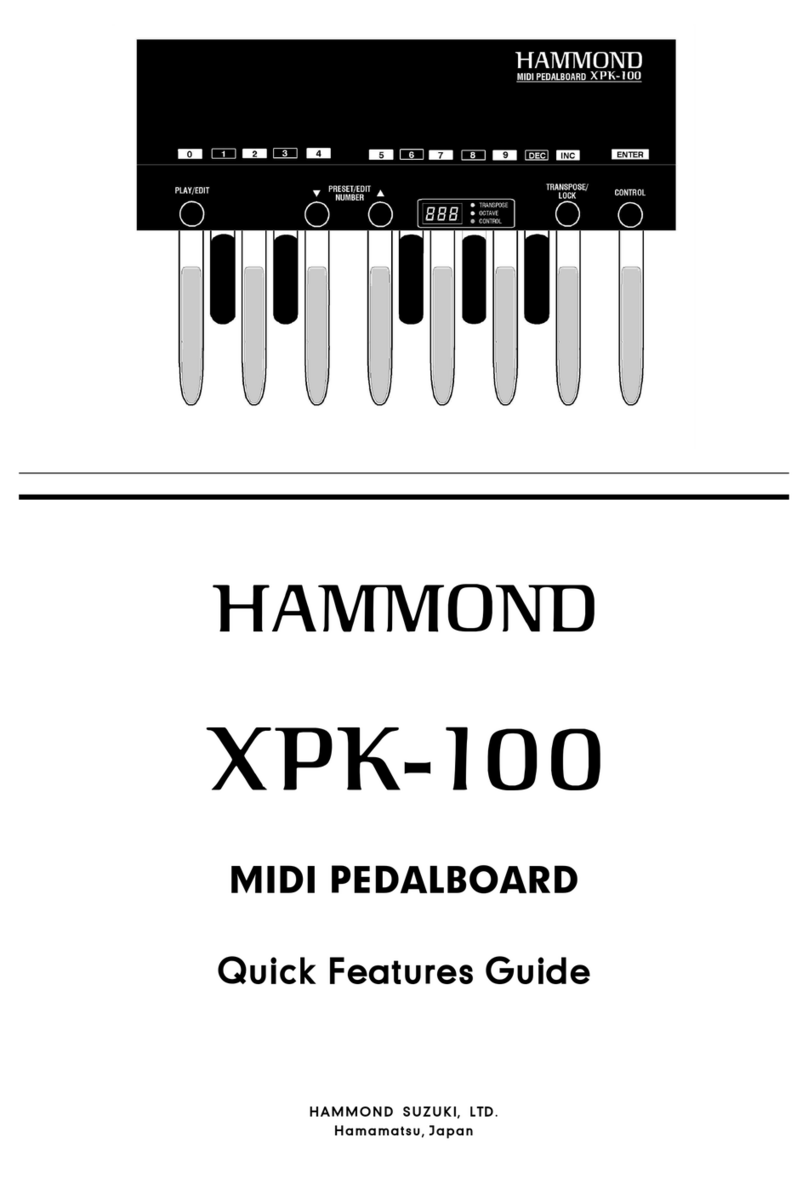 Hammond XPK-100 Quick features guide