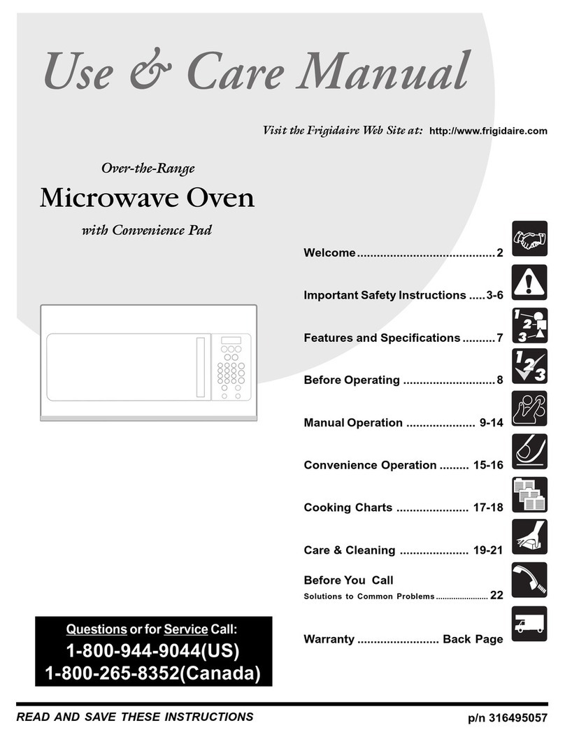 Frigidaire 316495057 Use & care manual