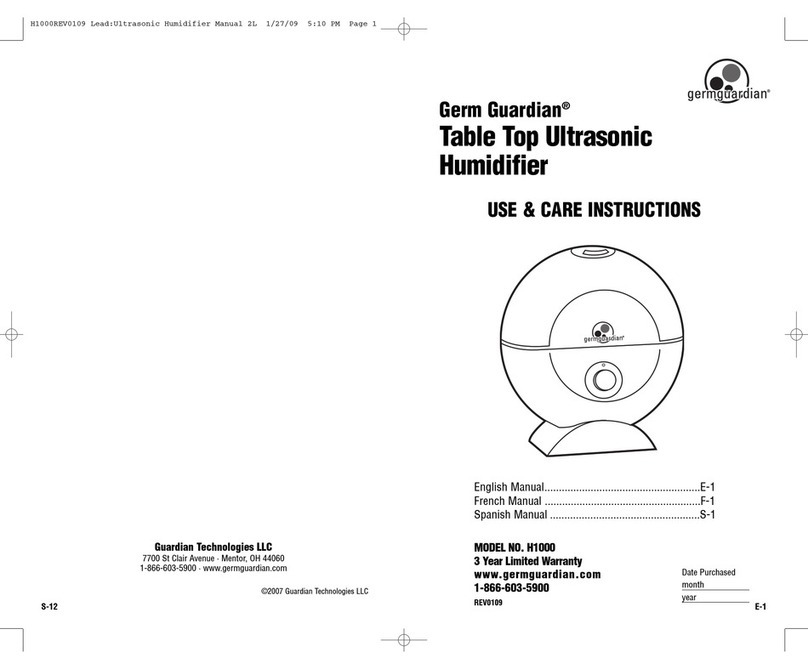 Germguardian H1000 Quick reference guide Germguardian H1000 Quick reference guide