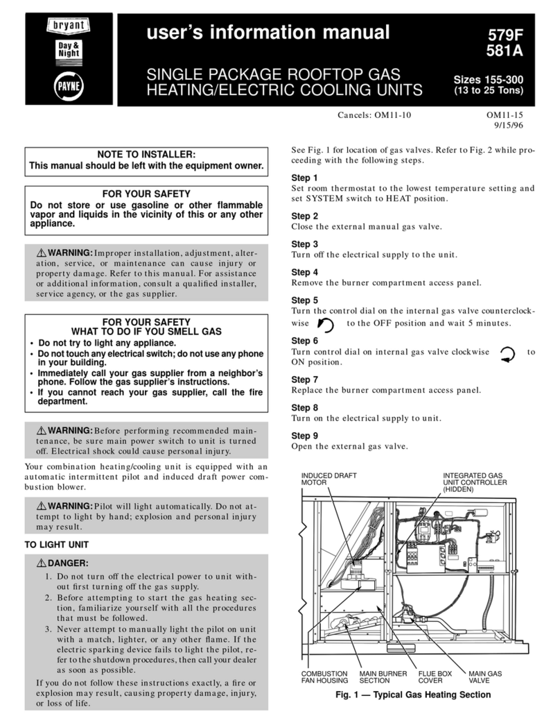 Bryant DURAPAC 579F User's information manual