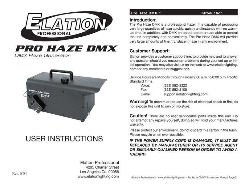 Elation PRO HAZE DMX User instructions Elation PRO HAZE DMX User instructions