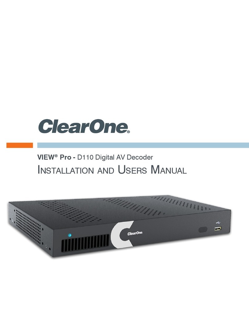 Clear One VIEW Pro D110 Installation and user manual