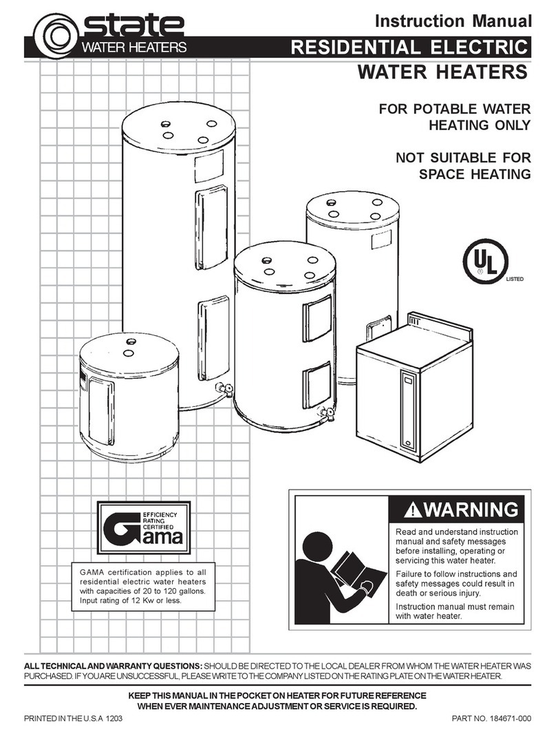 State Water Heaters 184671-000 User manual