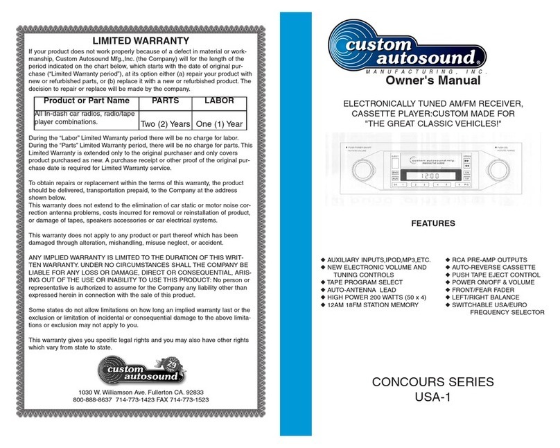 Custom Autosound CONCOURS SERIES User manual