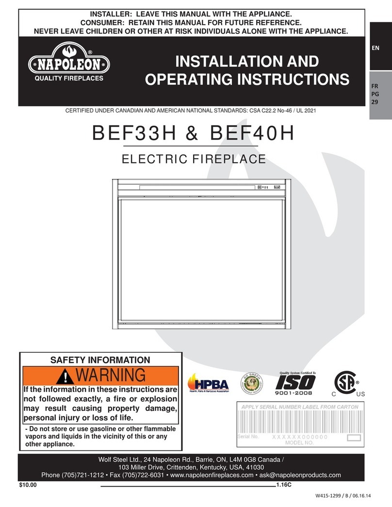 Napoleon BEF33H User manual