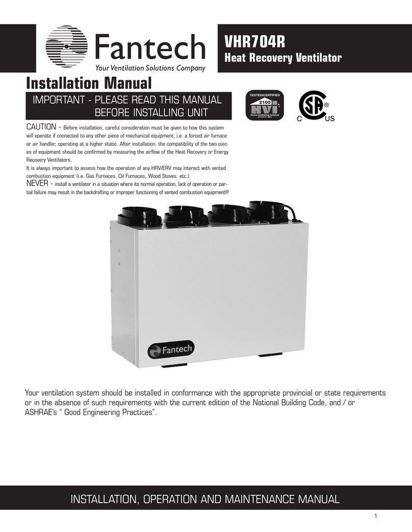 Fantech VHR704R installation manual Fantech VHR704R installation manual