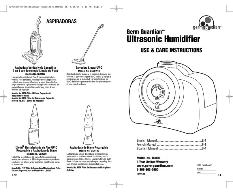 Germguardian H2000 Quick reference guide Germguardian H2000 Quick reference guide