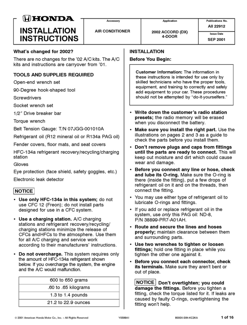 Honda 2002 ACCORD AIR CONDITIONER User manual