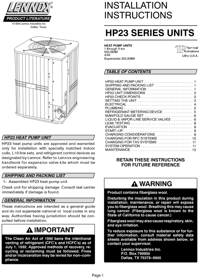Lennox HP23-141 User manual