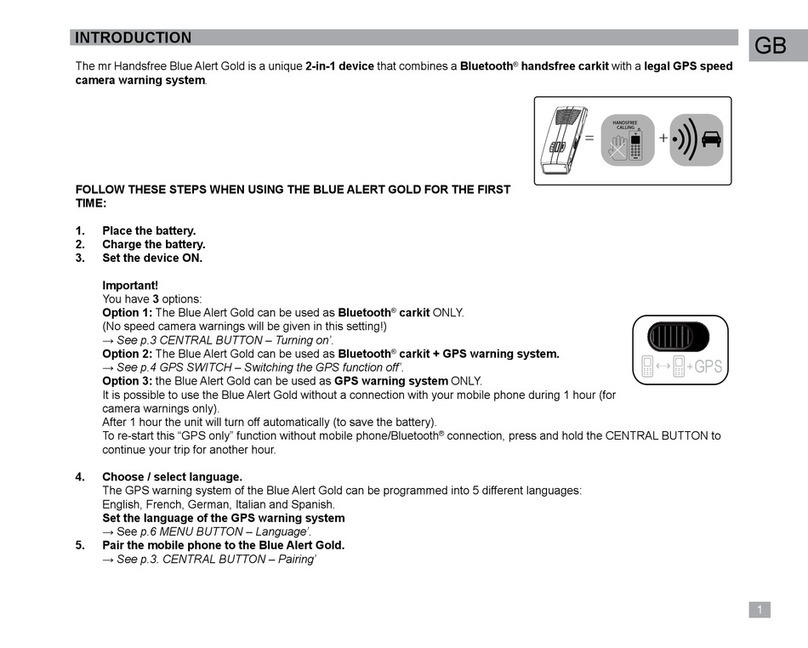 MRHANDSFREE blue alert gold user manual